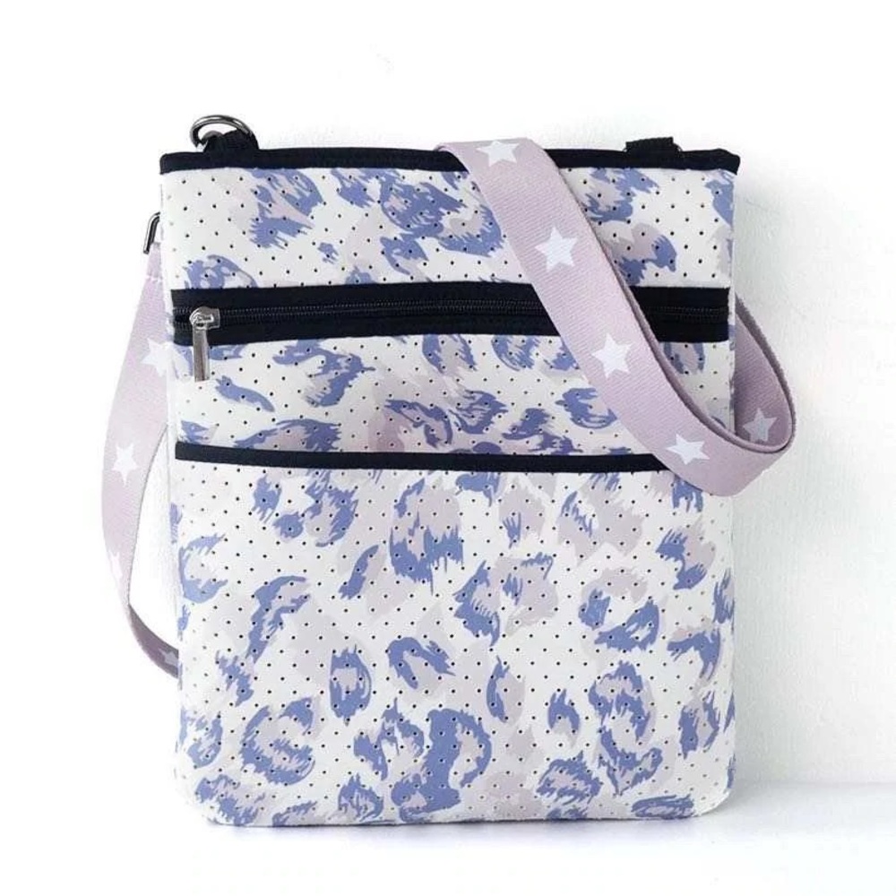 Cute light leopard neoprene crossbody
